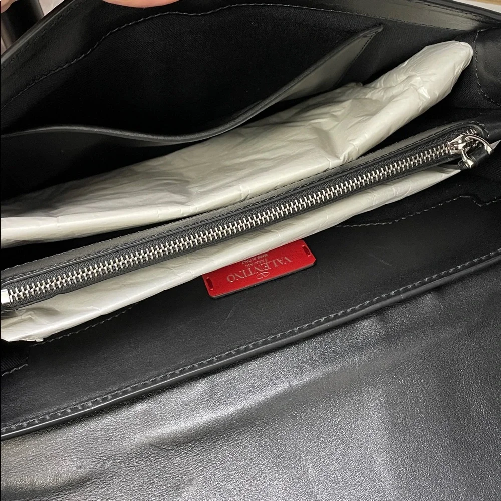 Valentino Black Leather Bag with Silver Accents